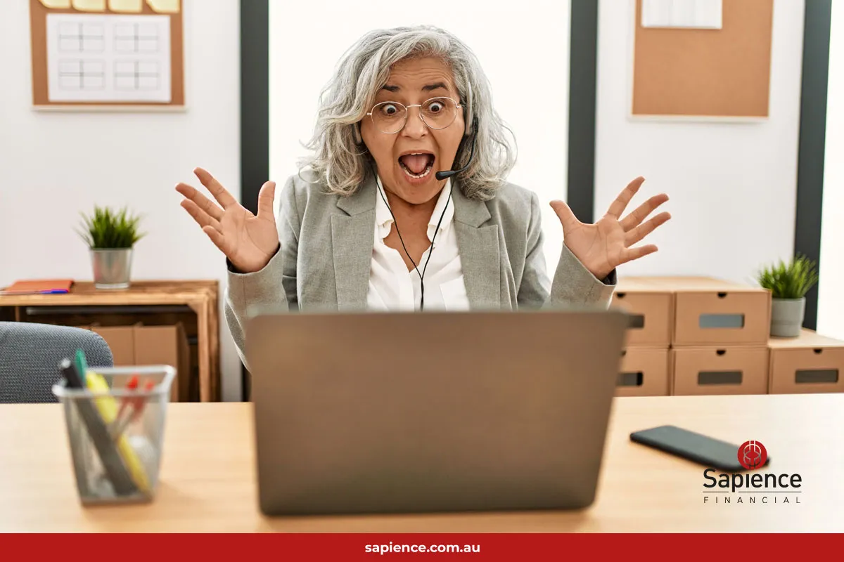a shocked SMSF Auditor looking at her email