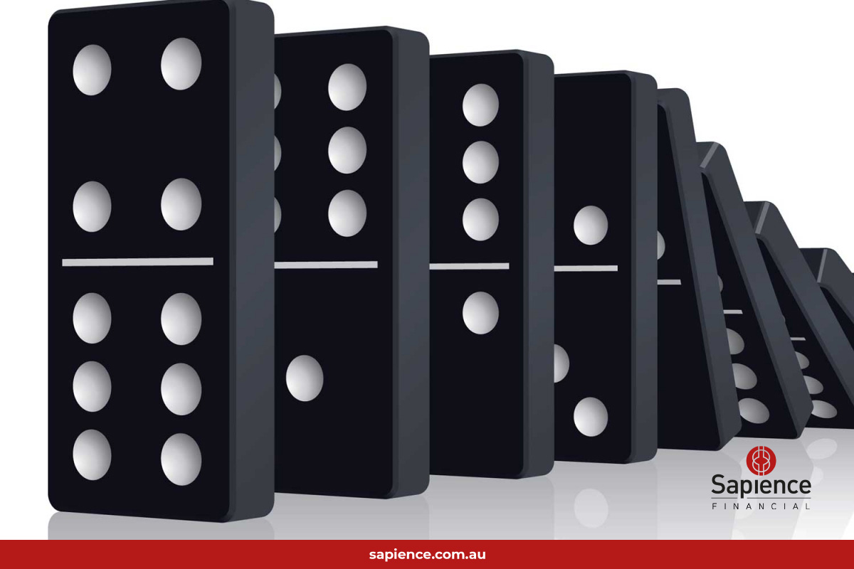 dominos standing on edge close together