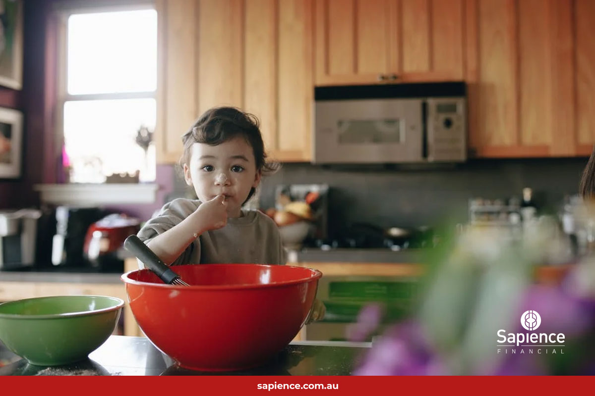 young child in kitchen alone