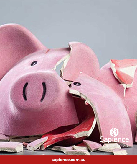 smashed piggy savings bank