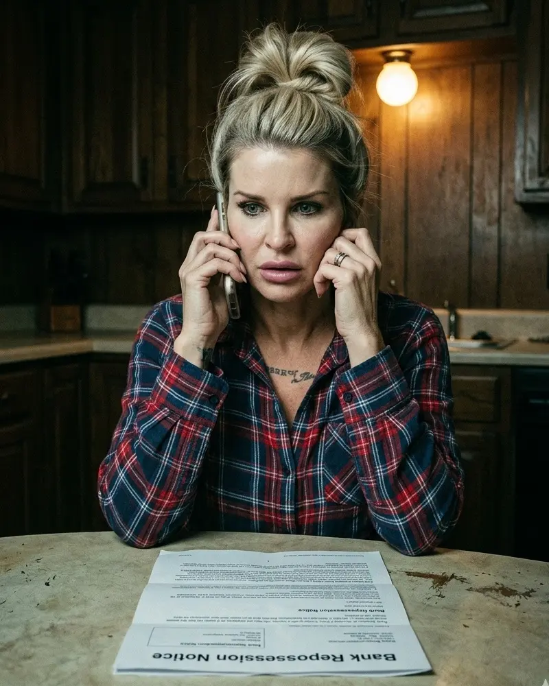 Shazza on the phone to the bank